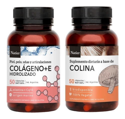 Combo Colágeno + Coq10 + Vit. E  + Colina Natier 50 Cápsulas