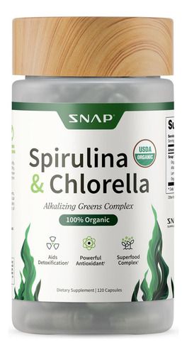 Snap Supplements Spirulina + Chlorella 120caps Sabor Sin Sabor