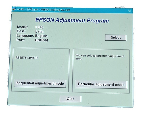 Reset Almohadillas Impresora Epson L375 L475 Ilimitado