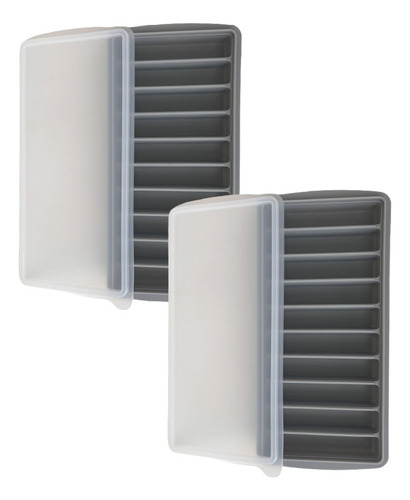 Set De 2 Cubetas De Silicona Tiras 10 Cavidades Kioxx Gris