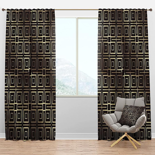 Cortinas Opacas Golden Luxury Metallic Geometrics Xii Para D