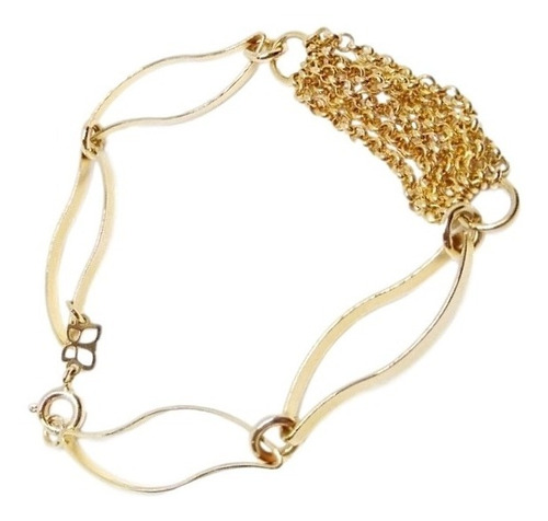 Pulsera Oro Laminado 18k Eslabon Calado Con Cadenas Rommanel