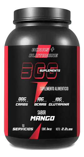Aminoácidos Bcaas+glutamina 300suplements 1kg Varios Sabores Mango