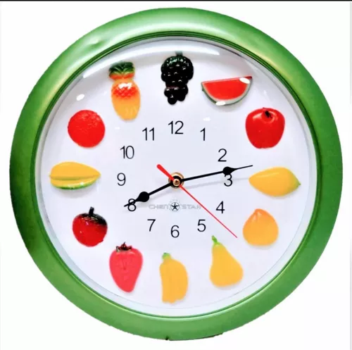 Reloj de pared decorativo de frutas rojas para cocina, reloj de pared  silencioso sin tictac, reloj de pared redondo de 15 pulgadas, reloj de  pared