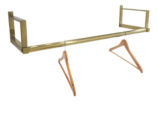 Arara De Parede 120cm Com Apoio Para Prateleira Inox Gold