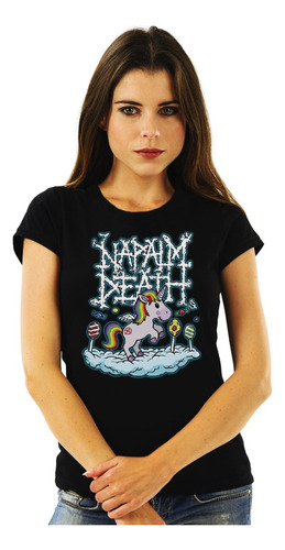 Polera Mujer Napalm Death Uniconio Unicorn Metal Impresión D