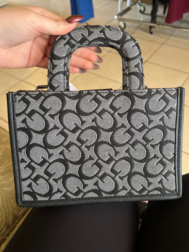 Bolsa Guess Negra/gris 100% Original Negro Lisa Níquel Negro