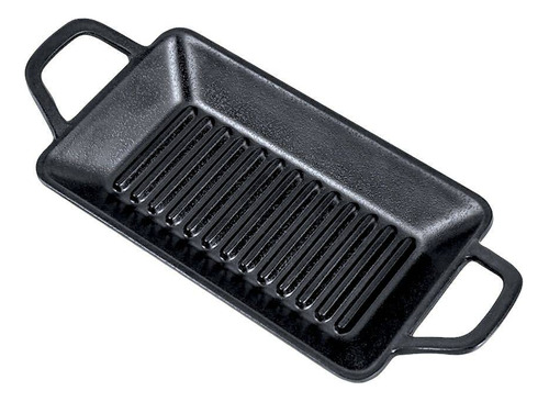 Mini Travessa Grill C/ Alça Retangular Melamina Preto 22,5cm