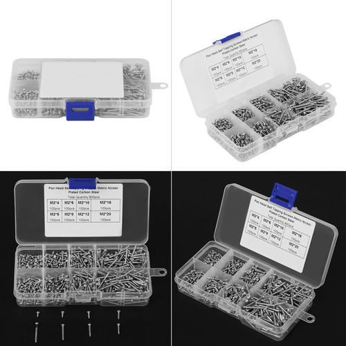 Tornillos Autorroscantes Con Caja, 800 Piezas, Pequeños De M