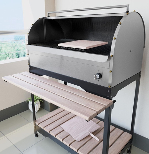 Imagen 4 de 10 de Parrilla A Gas Con Tapa Acero Inoxidable 90cm Movil Luxorgas