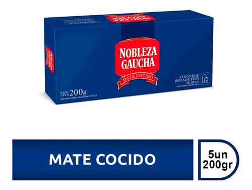 Pack Mate Cocido Nobleza Gaucha 5 Cajas X 100 Saquitos