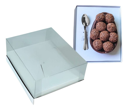Caixa Ovo De Colher 250g/150g Páscoa Classic Branco- C/ 10un