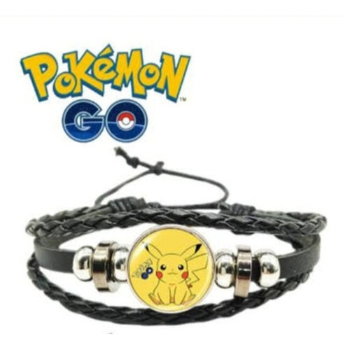 Pulsera Pokemon Pikachu Ajustable, Cuerda Ecocuero Trenzado.