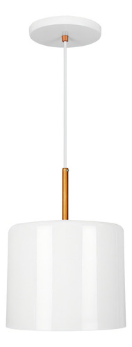 Lustre Pendente Bilboquê Medio Branco Com Cobre 110v/220v