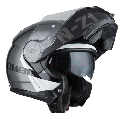 Capacete Para Moto Escamoteável Nzi Combi2 Flydeck Cinza Tamanho do capacete 56/S