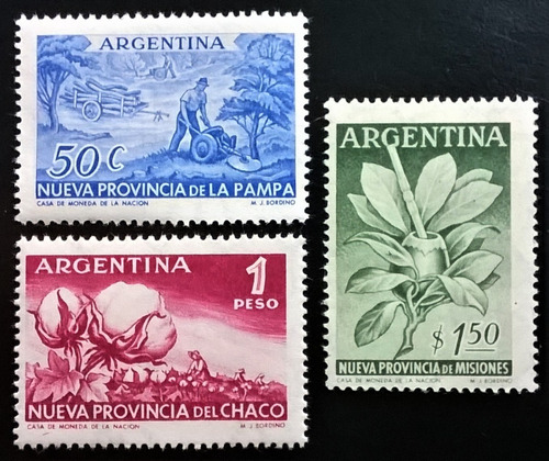 Argentina, Serie Gj 1068-70 Nuevas Provincias 56 Mint L13821