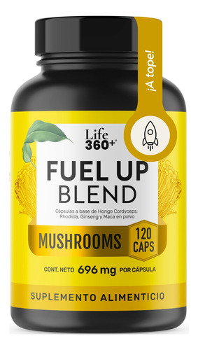 Fuel Up Blend Life 360+ 120 Cápsulas Cordyceps Rhodiola Maca Sin Sabor