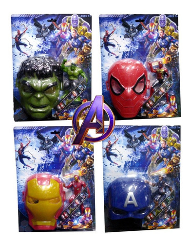 Iron Man Capitan America Sppiderman Hulk Set Mascara Muñeco