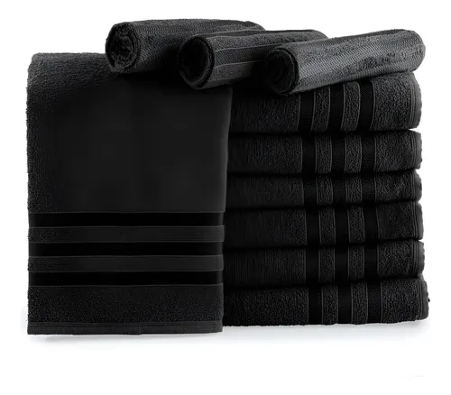 Kit 10 Toalhas De Rosto Para Salão 45x70 - Europa - Color Cor Preto