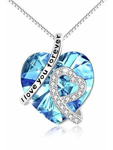 Collar - Heart Crystal Necklace I Love You Forever Birthston