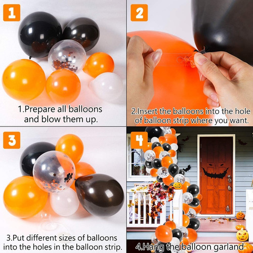 Arco Globos Decoracion Halloween Naranja Negro Confetti