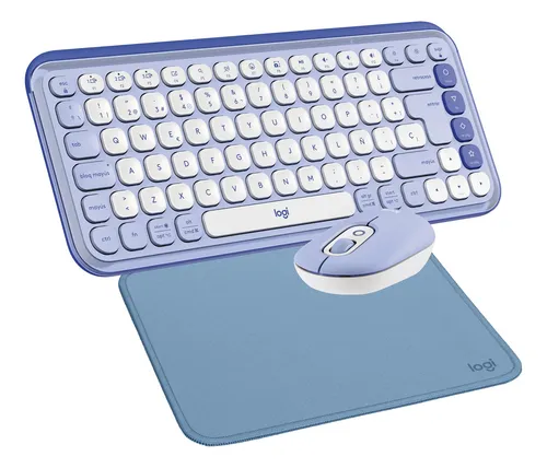 Kit De Teclado Y Mouse Pop Icon Lila + Mousepad Logitech