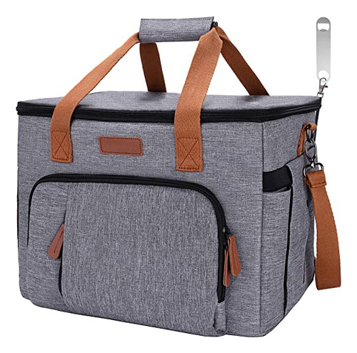 Bolsa Térmica 28l Para Comida, 36 Latas, Plegable, Gris.