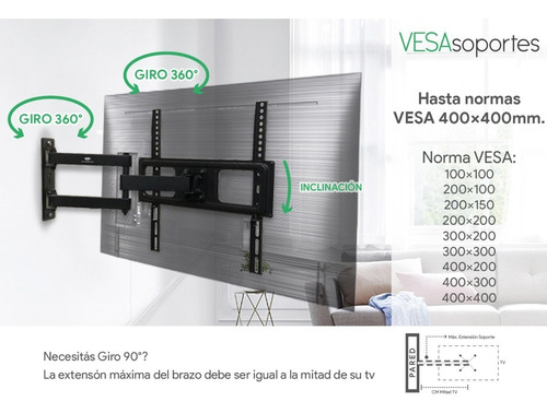 Imagen 3 de 9 de Soporte Led Iofi Premium Móvil Articulado 75 65 55 50 43 32