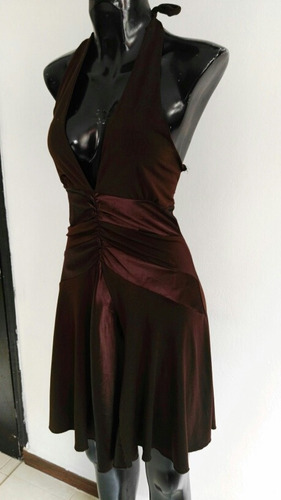 Bonito Vestido Café Talla Ch / M Con Satin