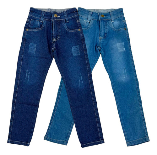 Kit 2 Calça Jeans Infantil Juvenil Tradicional 4 Ao 16 Anos
