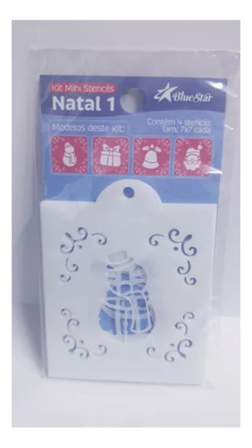 Kit 4 Mini Stencils Natal 1 Bolo Doce Decoração Bluestar