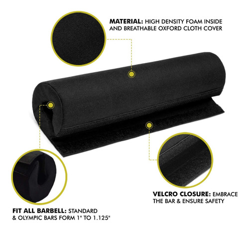 Almohadilla A2zcare Para Sentadillas Modelo Barbell Squat Pa Negro (individual)