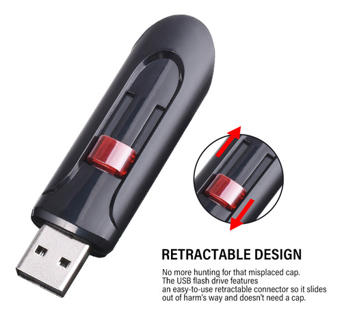 Pendrive Jaster Cruzer Glide 32gb 2.0 Preto E Vermelho