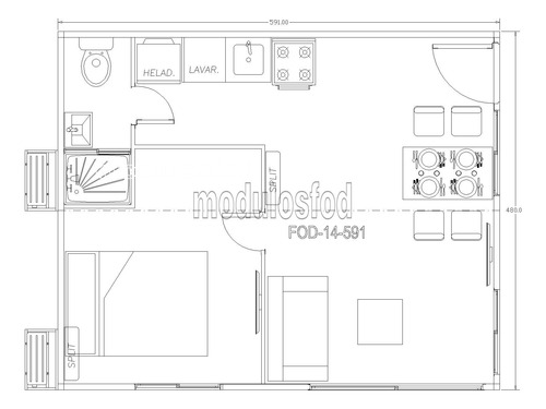 Modulo Habitable Cabaña Movil Doble Container Fod14