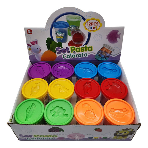 Set De Masas Caja Grande 6 Colores 12 Unidades Plasticina