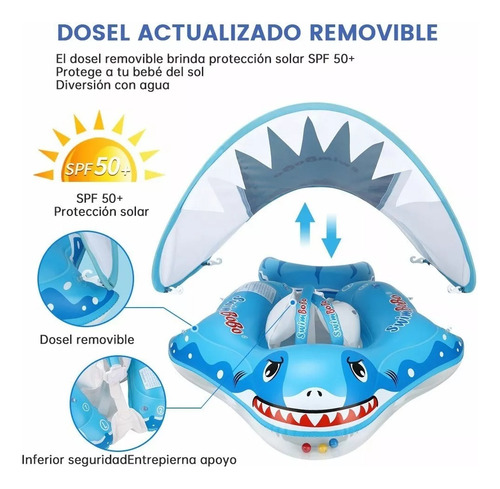 Flotador Bebe 3 Meses - 6 Años Salvavidas Inflable, Tiburón