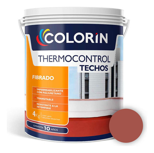 Impermeabilizante Techos Thermocontrol Fibrado Rojo 4 Kg