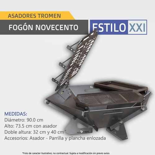 Imagen 4 de 10 de Asador Tromen Fogón Novecento Cruz Parrilla Plancha + Cuotas