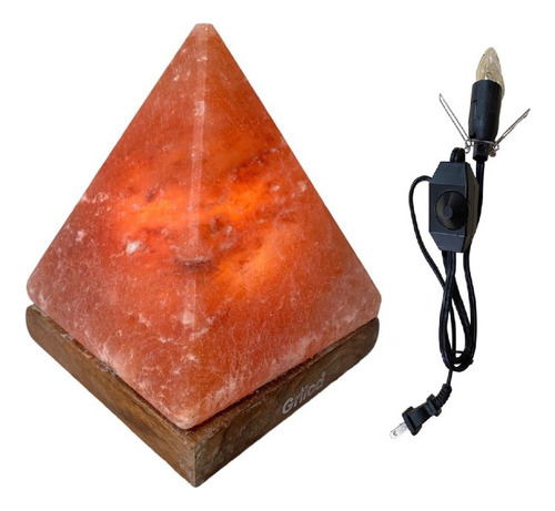 Lampara De Sal Del Himalaya Piramide 17cm Alto Estructura Café Pantalla Sal Rosa