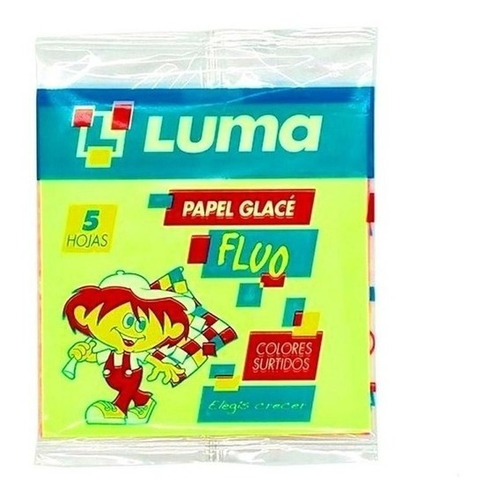 Papel Glace Fluo X5 Hs. Caja X 50 Paquetes 10x10 Cm