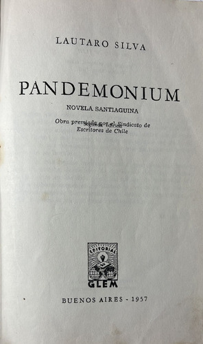 Libro Pandemonium Lautaro Silva (aa1099 (Usado)