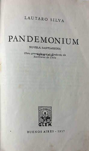 Libro Pandemonium  Lautaro Silva (aa1099
