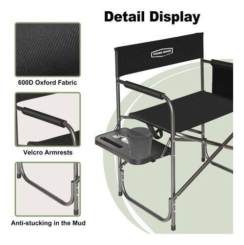 Silla De Directores De Camping Plegable Con Mesa Auxiliar
