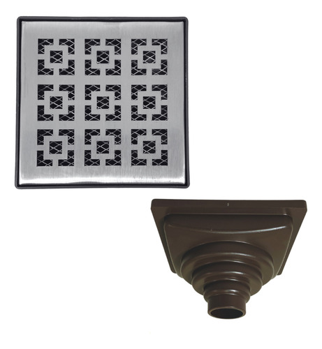 Ralo Inox 304 Dubai 15x15 Multi Saída Marrom Com Tela Anti