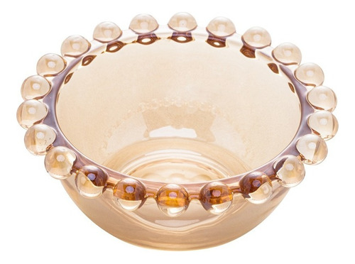 Conjunto Com 4 Bowls Cristal Pearl Resistente 9x4cm Lyor  Cor Âmbar