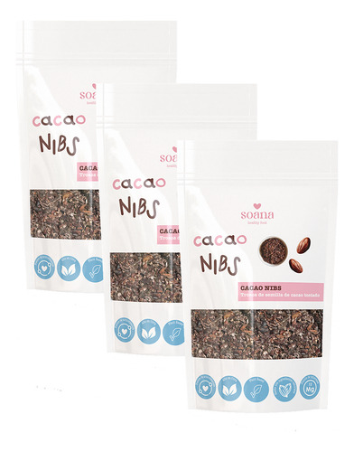 Cacao Nibs Soana Orgánico Semilla De Cacao Sin Azúcar 330g