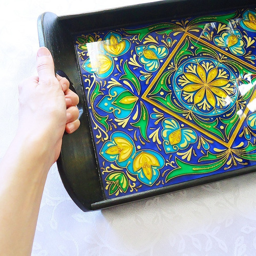 Bandeja Com Vitral Da Prosperidade