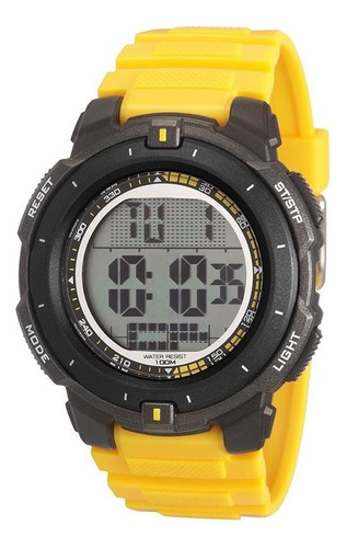 Relógio Speedo Masculino Ref: 80653g0evnp1 Esportivo Digital Cor Da Correia Amarelo Cor Do Bisel Preto Cor Do Fundo Cinza 1