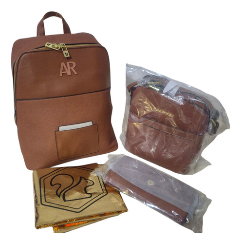 Mochila, Morral + Billetera Ardilla Roja Calidad Premiun Suela Liso