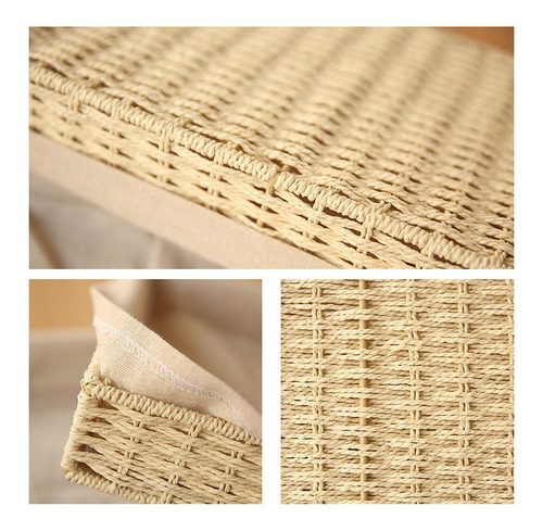 Basque Tejido Bin Organizador Rectangular Moderno Beige S